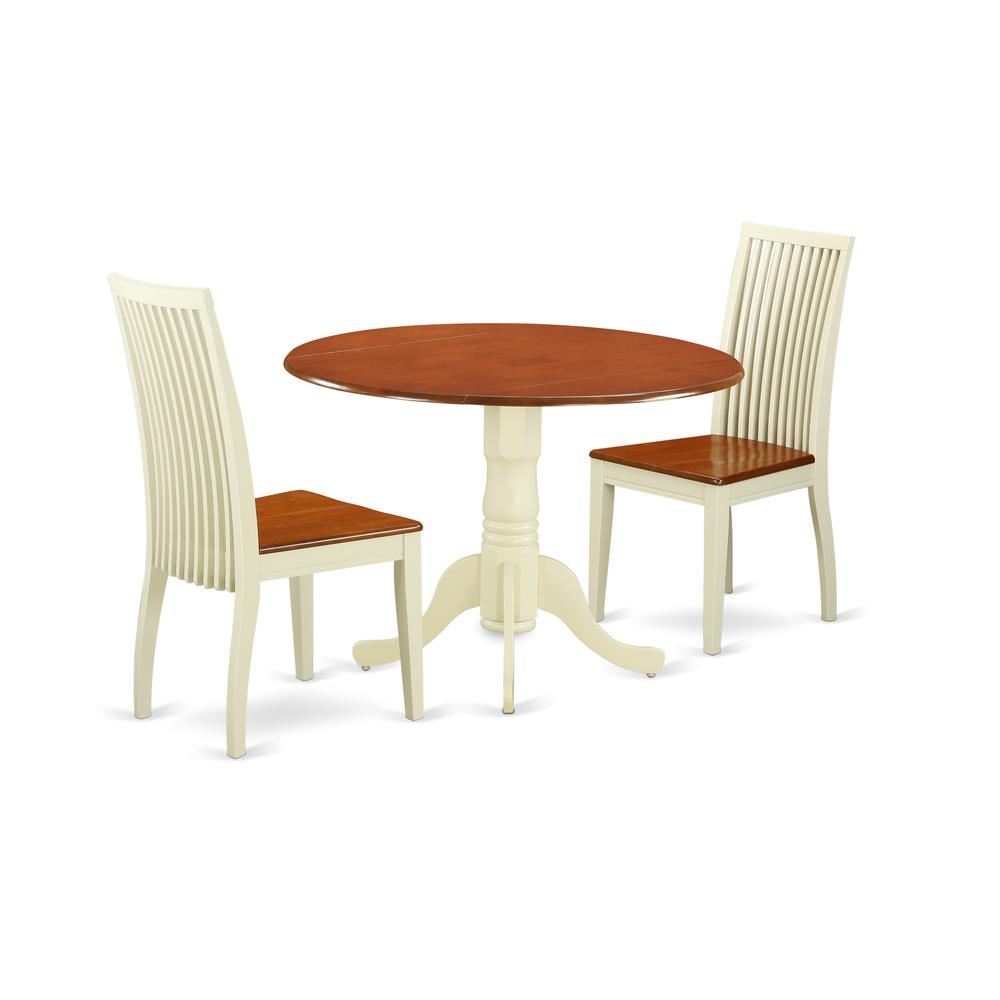 Dining Room Set Buttermilk & Cherry, DLIP3-BMK-W. Picture 1