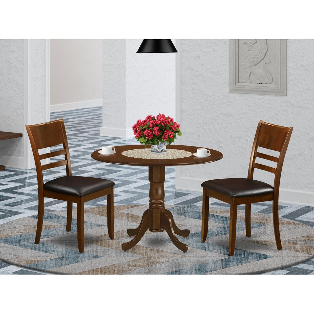 3  Pc  Dinette  Table  with  2  drop  leaves  and  2  Leather  Kitchen  Chairs. Picture 1