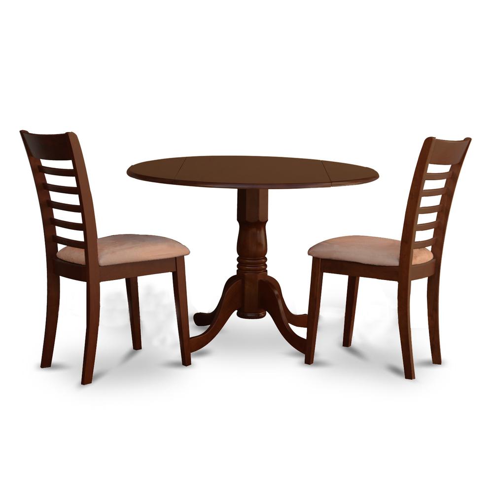 DLML3-MAH-C 3 PC small Kitchen Table and Chairs set-round Kitchen Table and 2 Dining Chairs. Picture 1