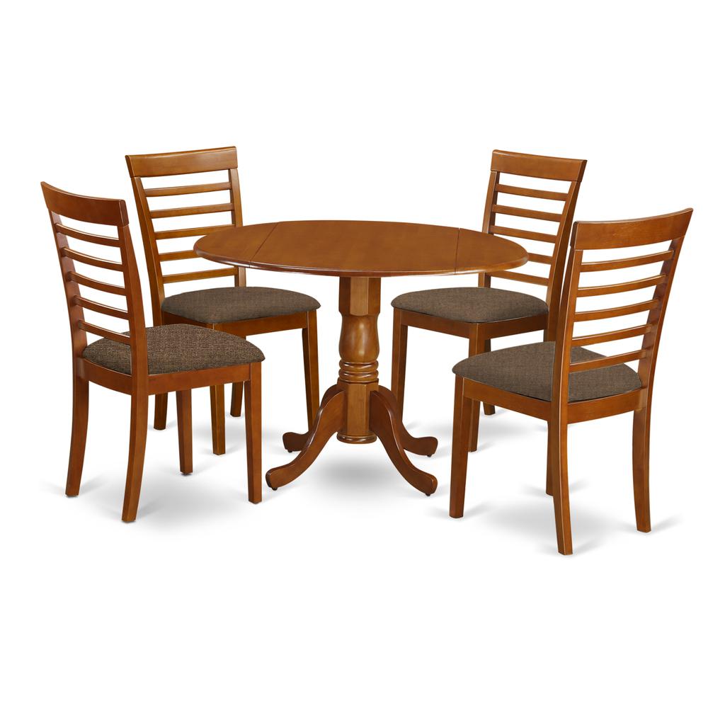 DLML5-SBR-C 5 Pc small Kitchen Table and Chairs set-round Kitchen Table and 4 Kitchen Chairs. Picture 1