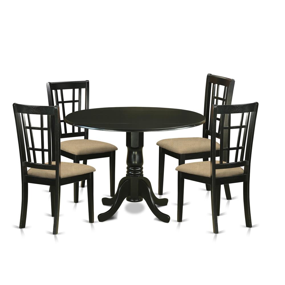 DLNI5-BLK-C 5 PC Dining room set for 4-Dining Table and 4 Dining Chairs. Picture 1