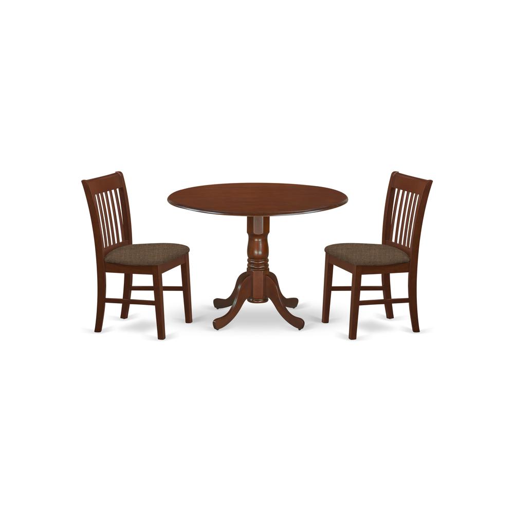DLNO3-MAH-C 3 Pc small Kitchen Table set-round Kitchen Table and 2 Chairs. Picture 1
