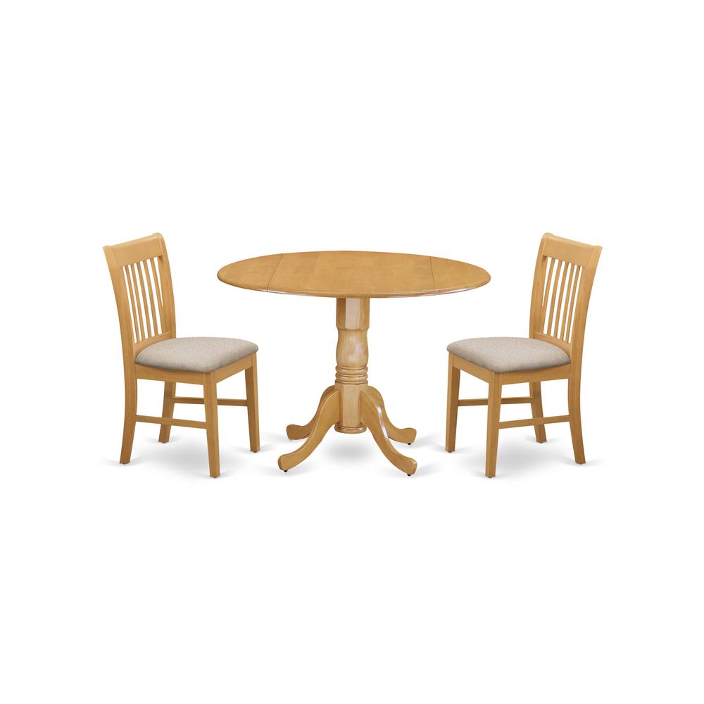 DLNO3-OAK-C 3 Pc Kitchen nook Dining set-small Table and 2 dinette Chairs. Picture 1