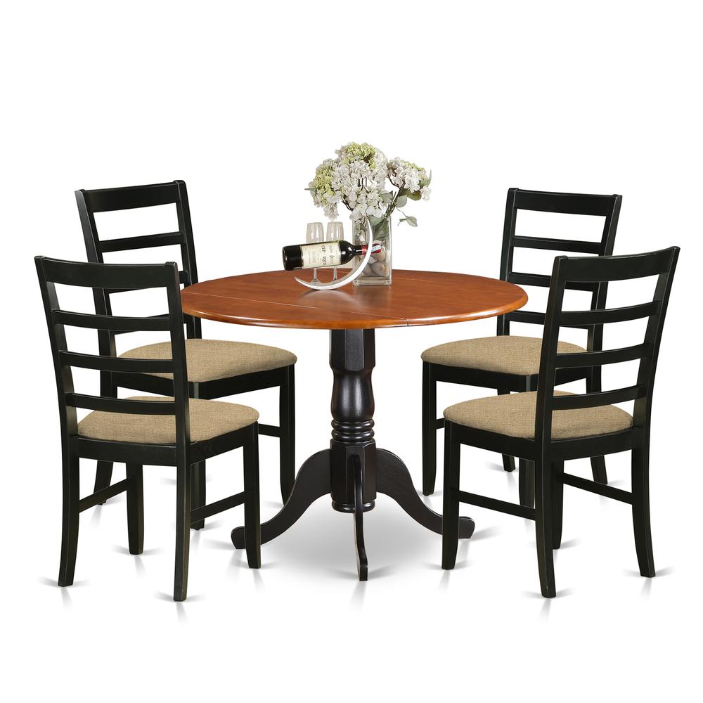 DLPF5-BCH-C 5 PC Kitchen Table set-Dining Table and 4 Wooden Kitchen Chairs. Picture 1