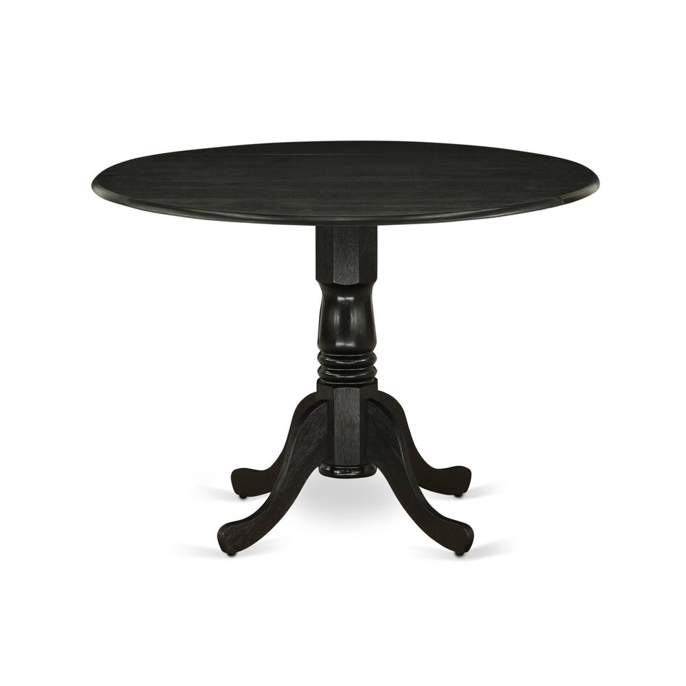 East-West Furniture DLSI3-ABK-21 - A dining table set of 2 excellent parson chairs using Linen Fabric Mineral Blue color and a gorgeous midcentury dining table with Wire brushed Black. Picture 2
