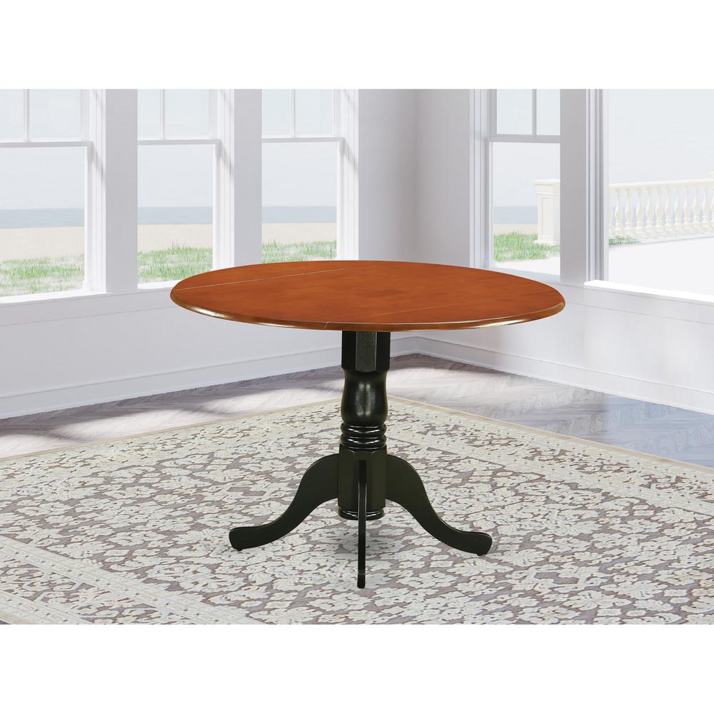 Dublin  Round  Table  with  two  9"  Drop  Leaves  in  Black  and  Cherry  Finish. Picture 2