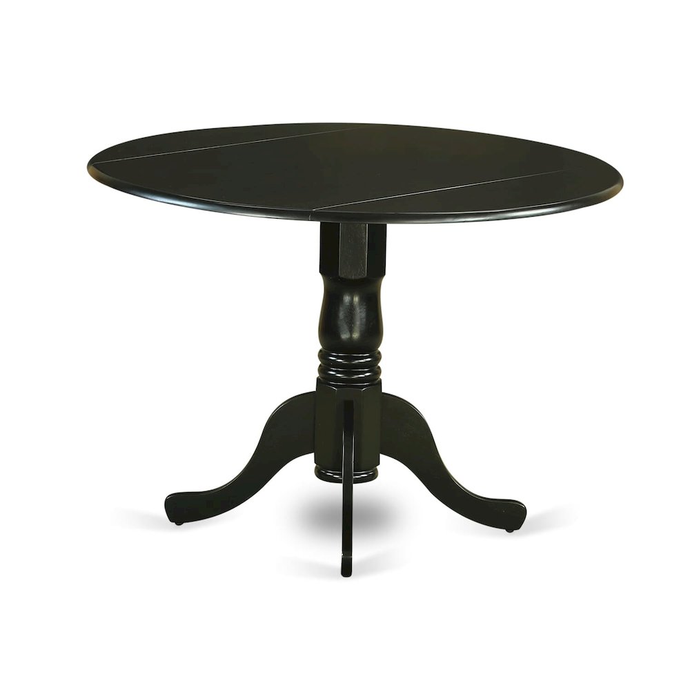 DLDL3-BLK-W - 3-Pc Dining Table Set - 2 Wood Kitchen Chairs and 1 Drops Leaf Kitchen Table - Black Finish. Picture 4
