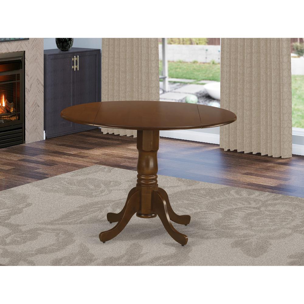 Dublin  Round  Table  with  two  9"  Drop  Leaves  in  Saddle  Brown  Finish. Picture 2