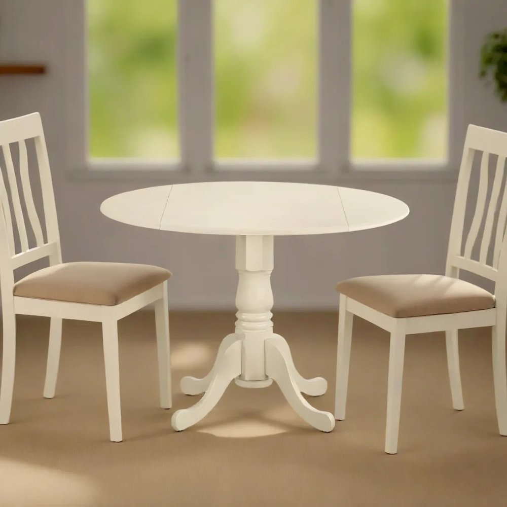 Compact Round Dining Table with Drop Leaves – Ideal for Small Spaces. Picture 2