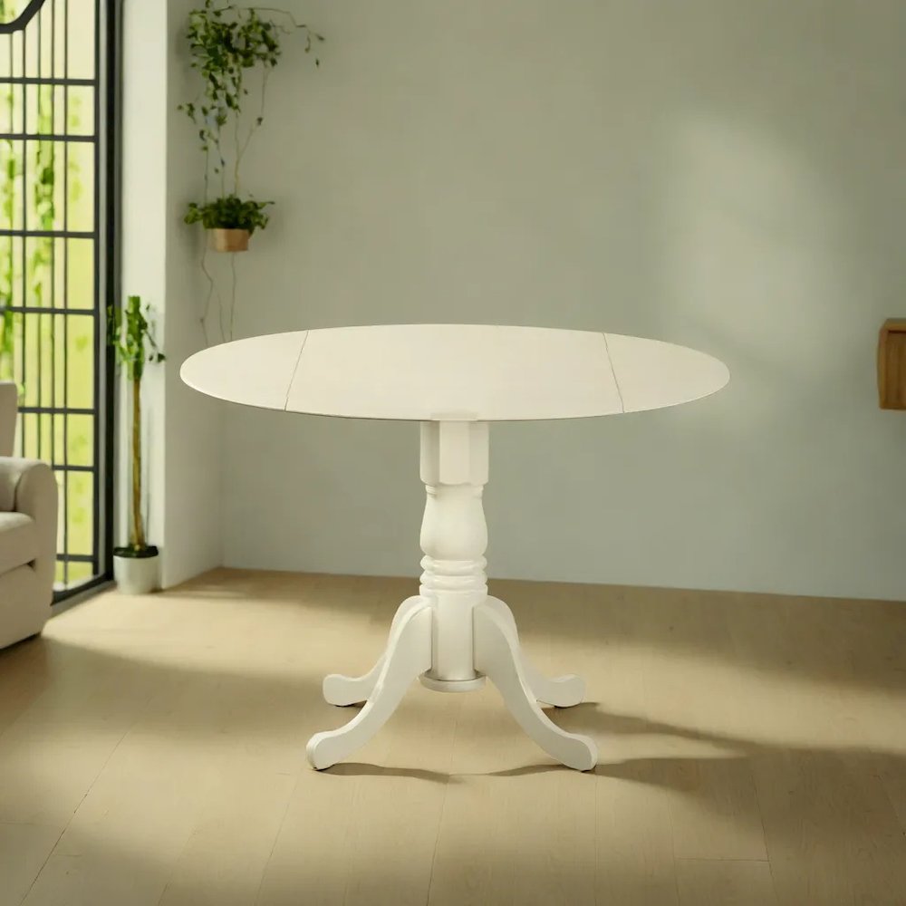 Compact Round Dining Table with Drop Leaves – Ideal for Small Spaces. Picture 3