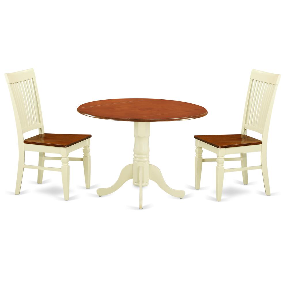 Dining Room Set Buttermilk & Cherry, DLWE3-BMK-W. Picture 1