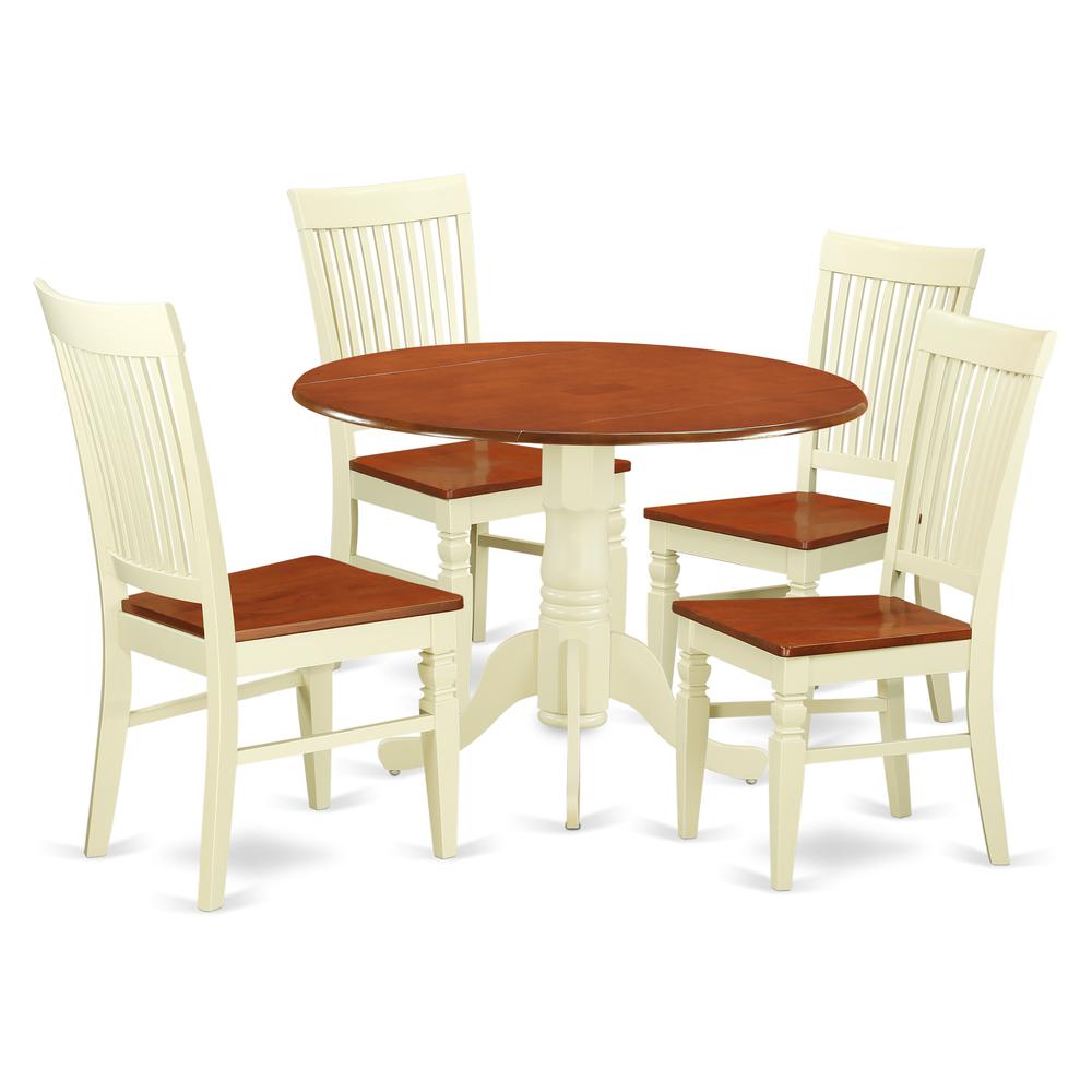 Dining Room Set Buttermilk & Cherry, DLWE5-BMK-W. Picture 1