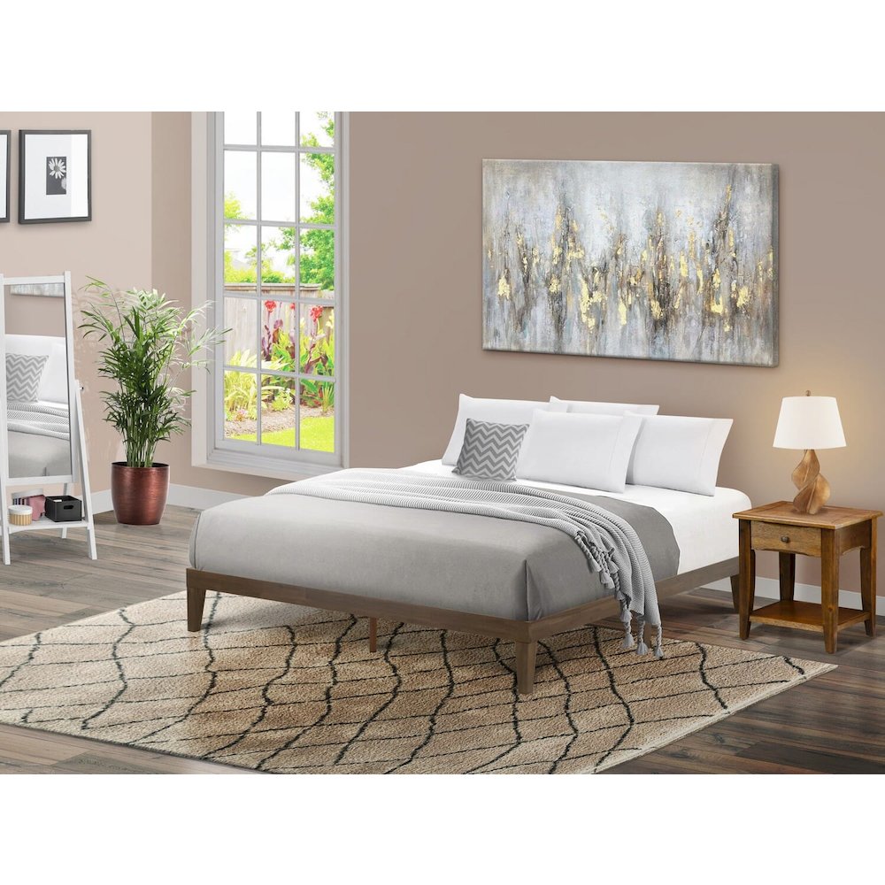 King Size Platform Bed with 4 Legs and 2 Extra Center Legs - Walnut Finish. Picture 10