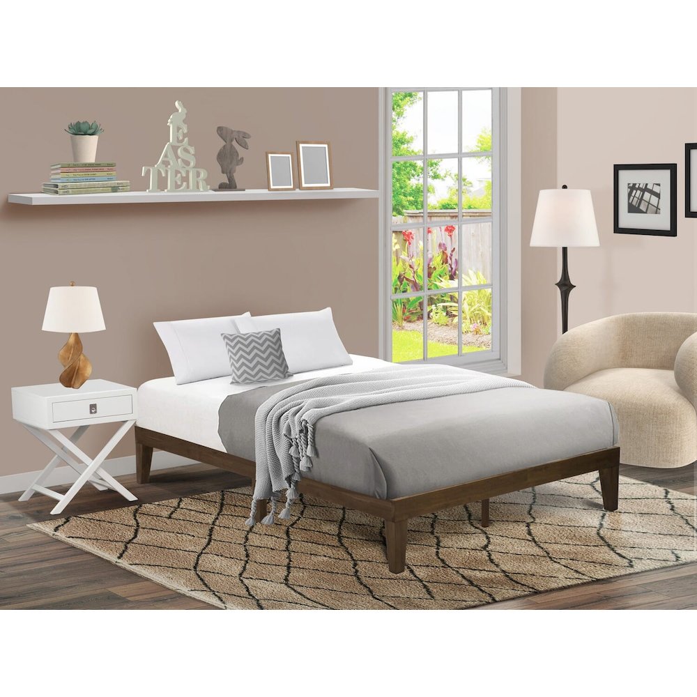 Queen Platform Bed Frame with 4 Legs and 2 Extra Center Legs - Walnut Finish. Picture 10