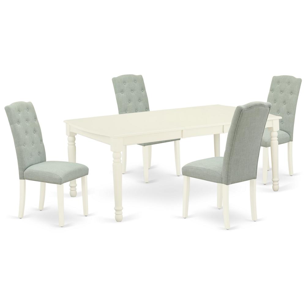 Dining Room Set Linen White, DOCE5-LWH-15. Picture 1