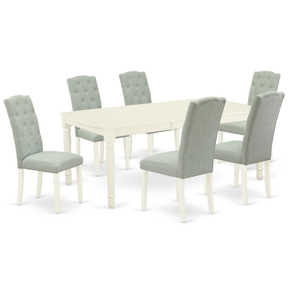 Dining Room Set Linen White, DOCE7-LWH-15. Picture 1