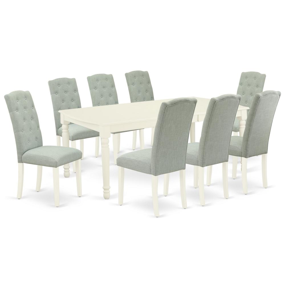 Dining Room Set Linen White, DOCE9-LWH-15. Picture 1