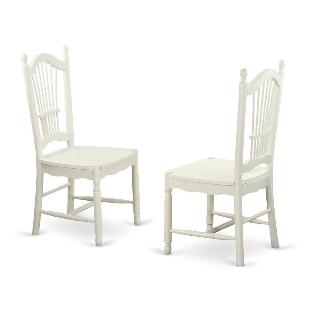 Solid Wood Dining Room Chairs with Slatted Back, Linen White, Set of 2. Picture 1