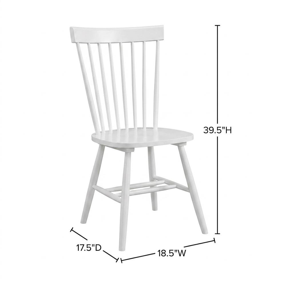 Solid Wood Dining Room Chairs with Slatted Back, Linen White, Set of 2. Picture 6