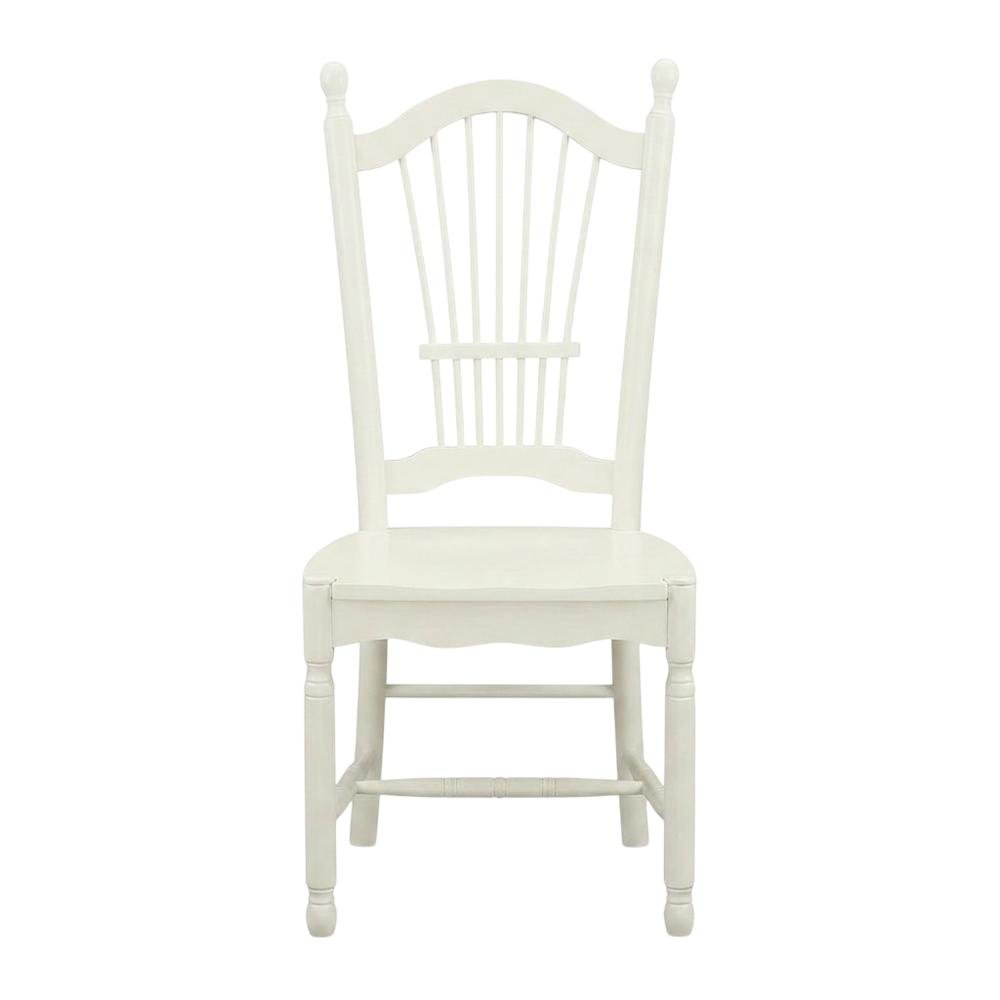 Solid Wood Dining Room Chairs with Slatted Back, Linen White, Set of 2. Picture 2