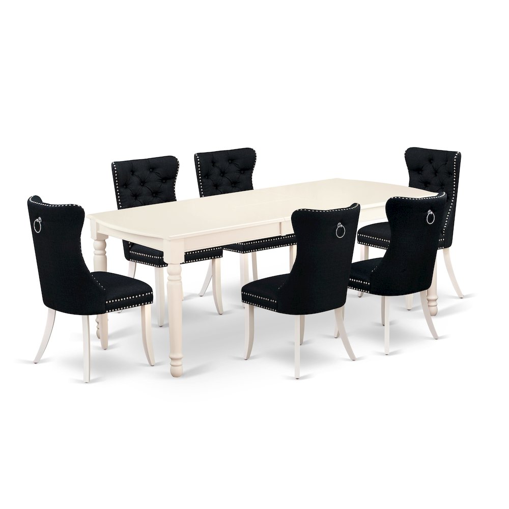 7 Piece Dining Set Consists of a Rectangle Kitchen Table with Butterfly Leaf. Picture 1