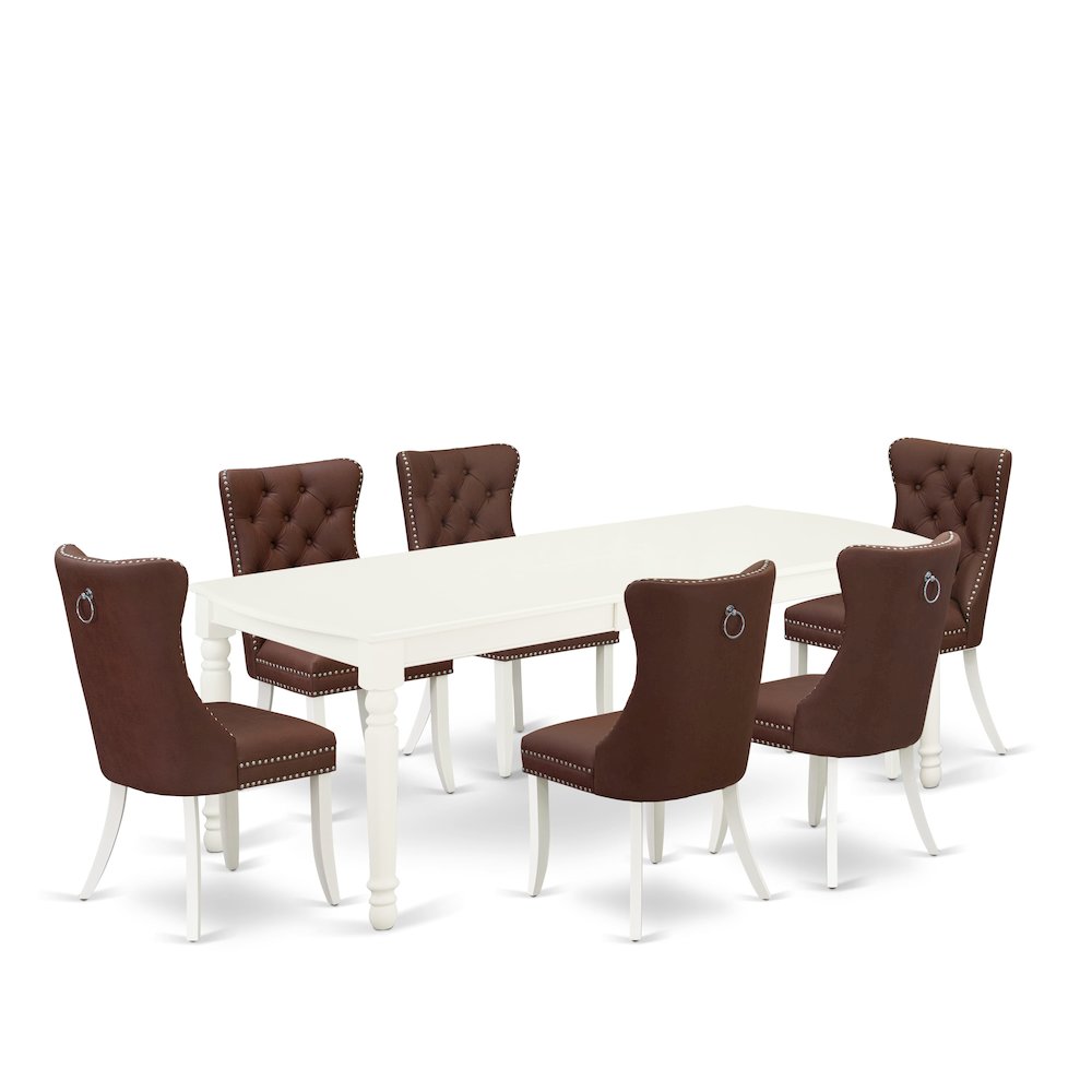 7 Piece Dining Room Table Set Contains a Rectangle Dining Table. Picture 1