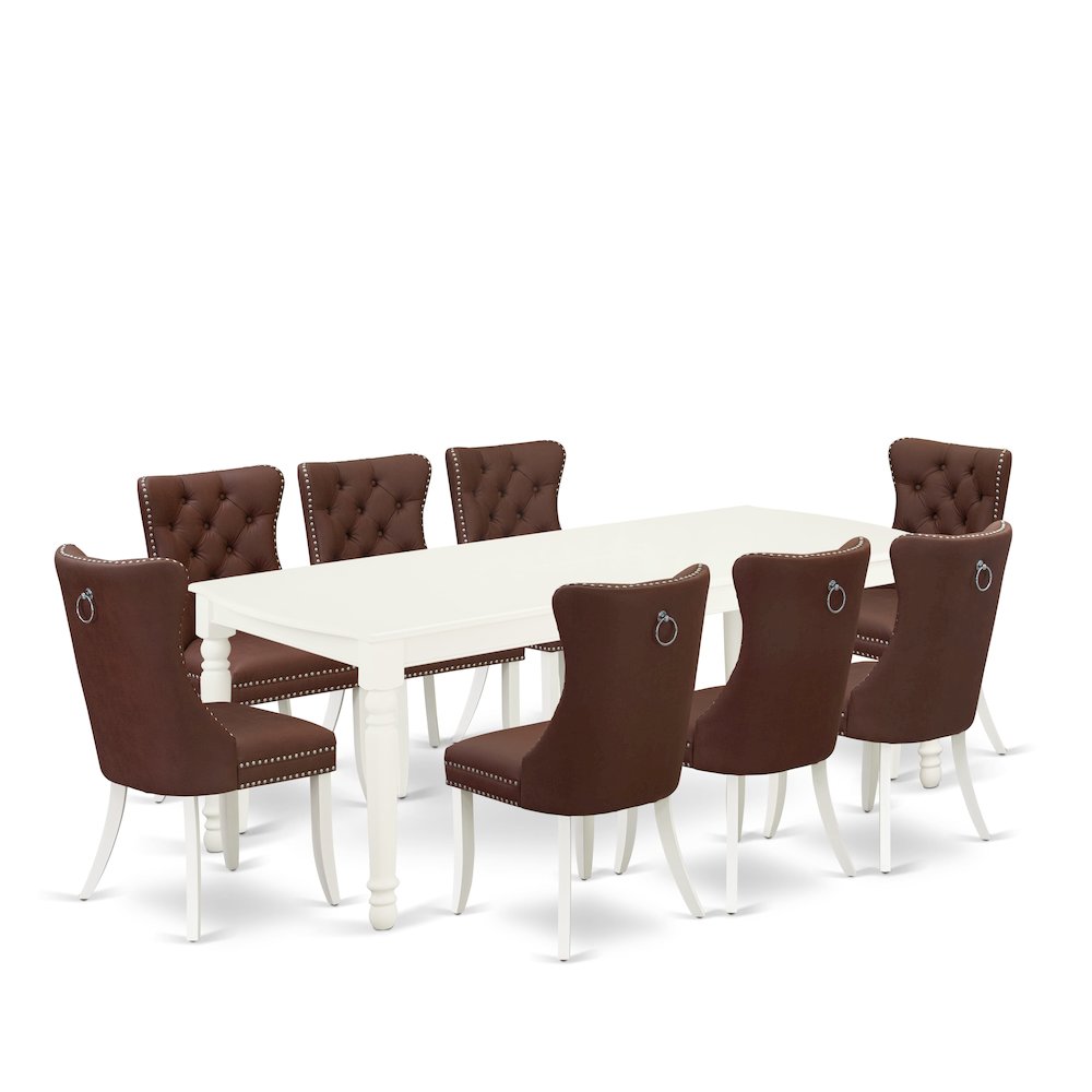 9 Piece Modern Dining Table Set Consists of a Rectangle Kitchen Table. Picture 1