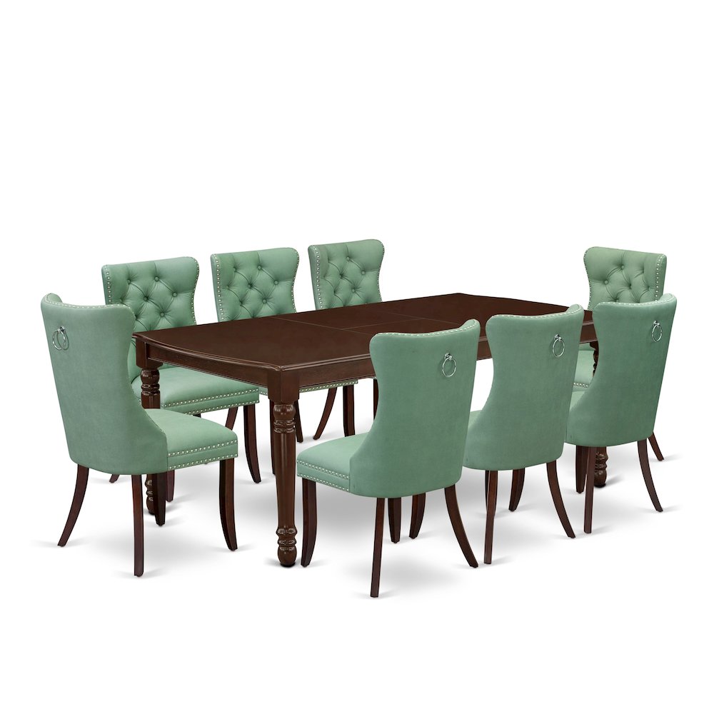 9 Piece Dining Set Consists of a Rectangle Kitchen Table with Butterfly Leaf. Picture 1