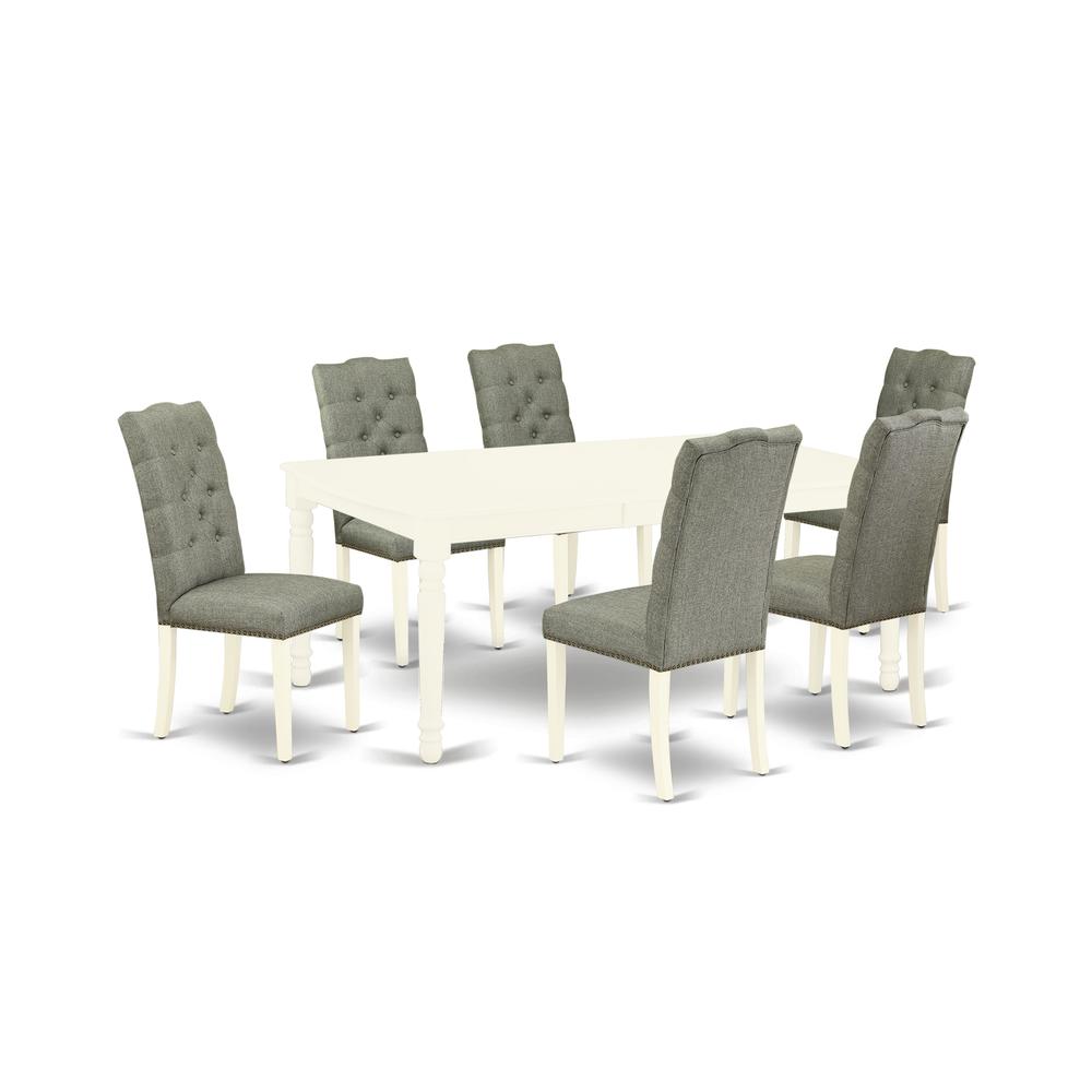 Dining Room Set Linen White, DOEL7-LWH-07. Picture 1