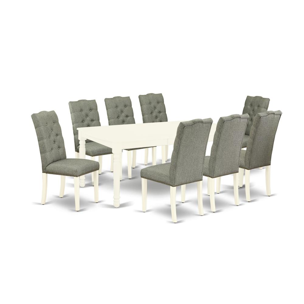 Dining Room Set Linen White, DOEL9-LWH-07. Picture 1