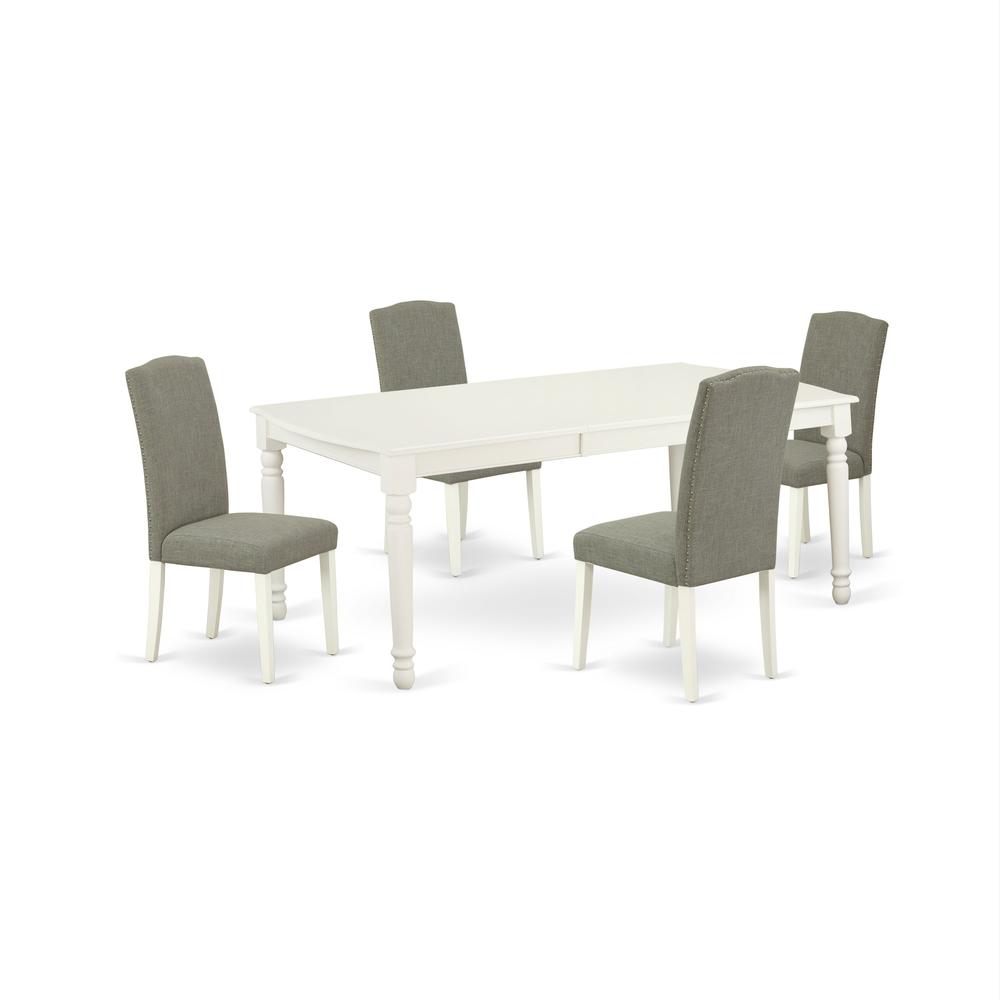 Dining Room Set Linen White, DOEN5-LWH-06. Picture 1