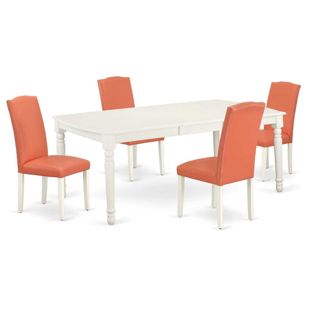 Dining Room Set Linen White, DOEN5-LWH-78. Picture 1