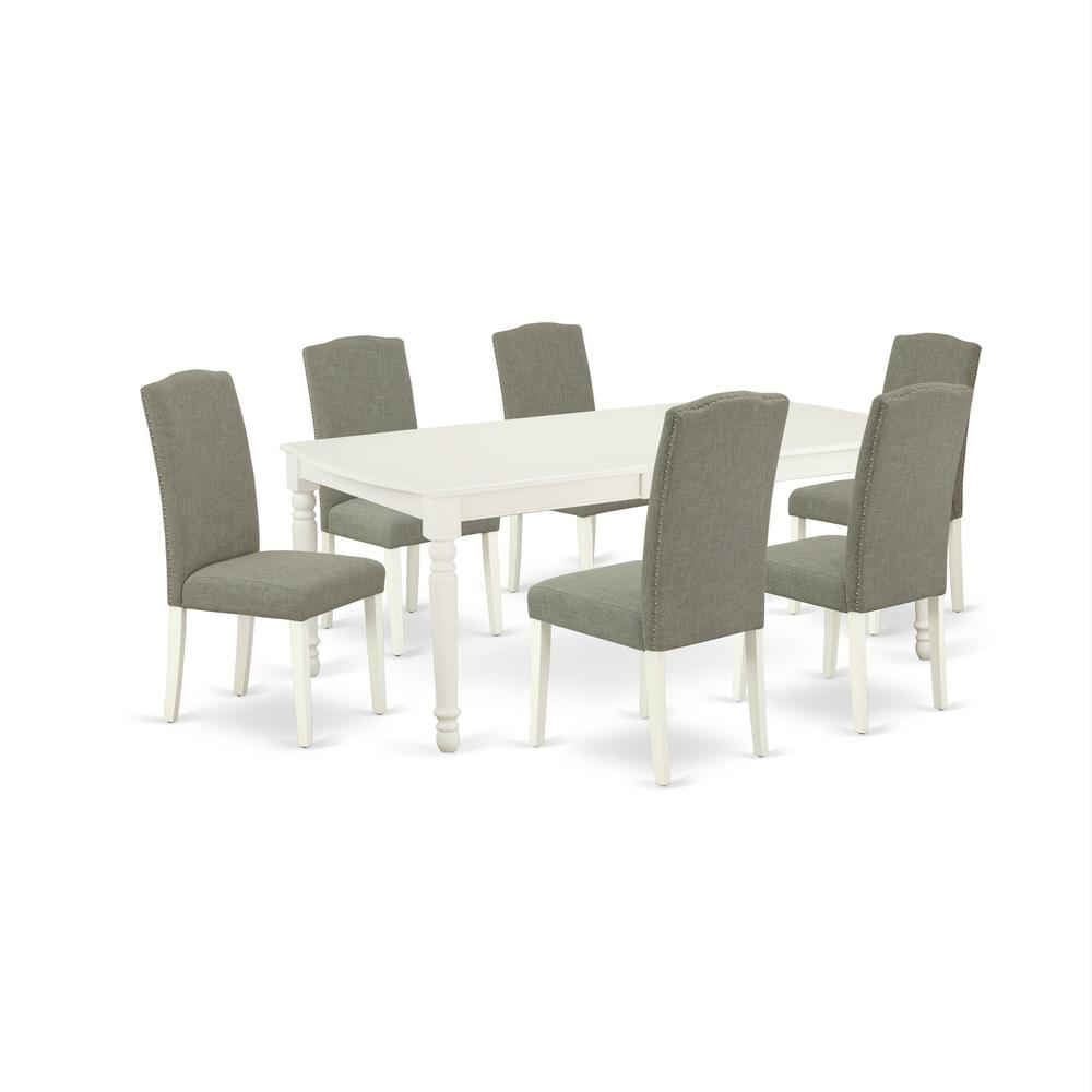 Dining Room Set Linen White, DOEN7-LWH-06. Picture 1