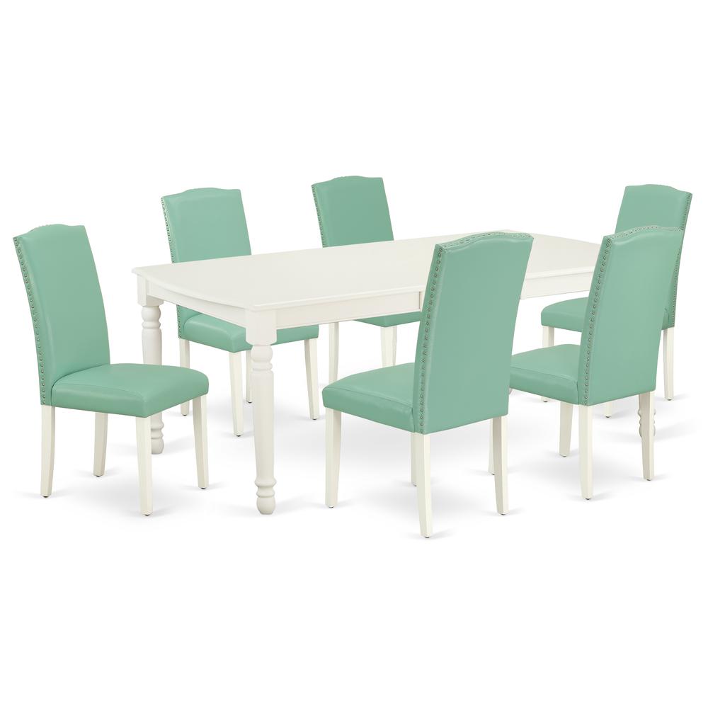 Dining Room Set Linen White, DOEN7-LWH-57. Picture 1