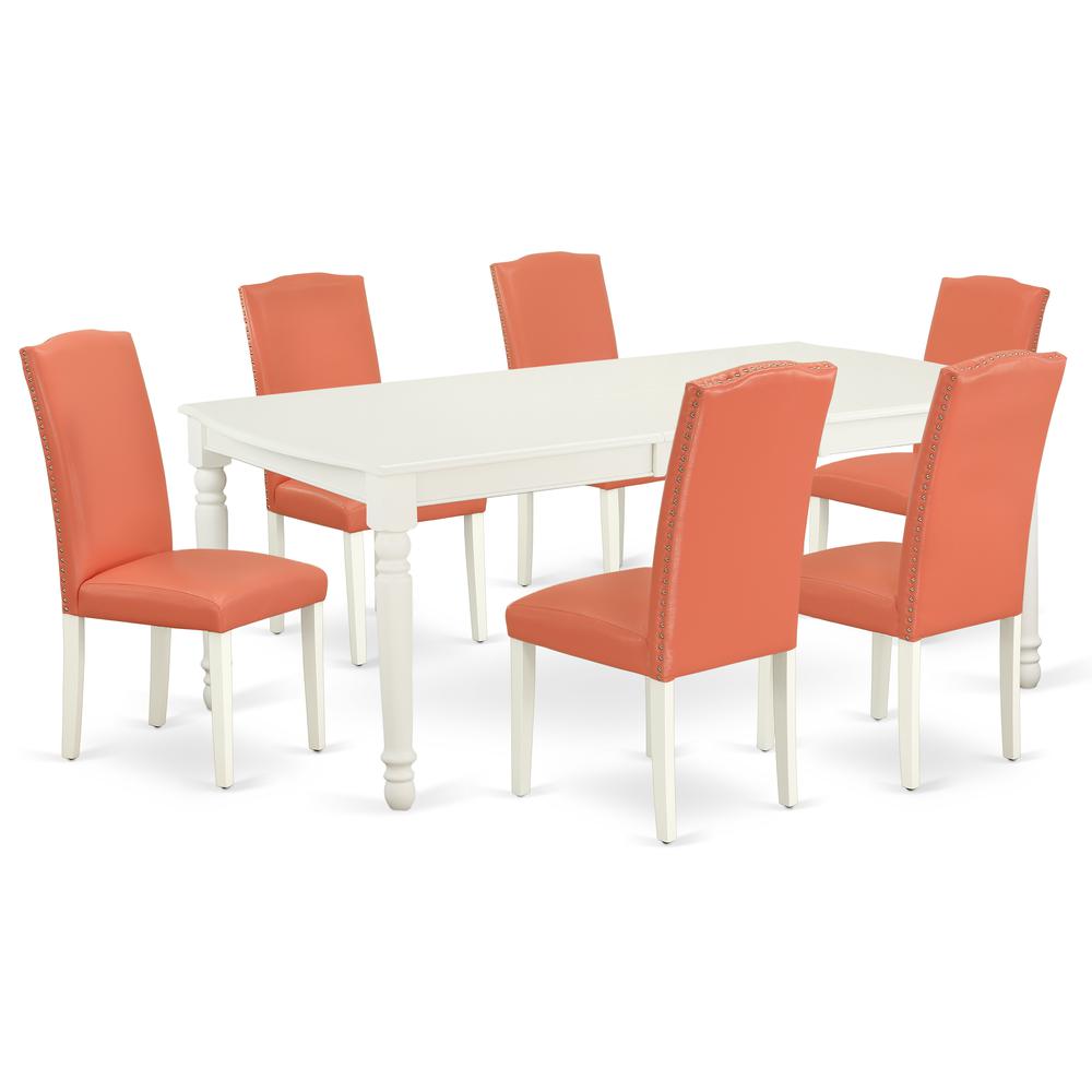 Dining Room Set Linen White, DOEN7-LWH-78. Picture 1