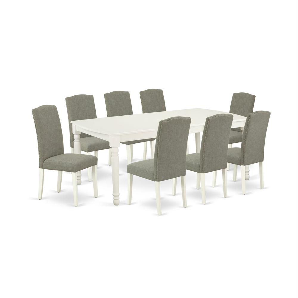 Dining Room Set Linen White, DOEN9-LWH-06. Picture 1