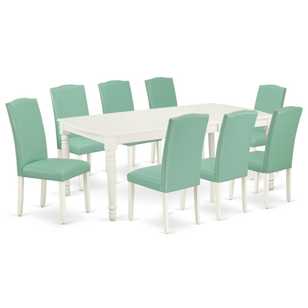 Dining Room Set Linen White, DOEN9-LWH-57. Picture 1