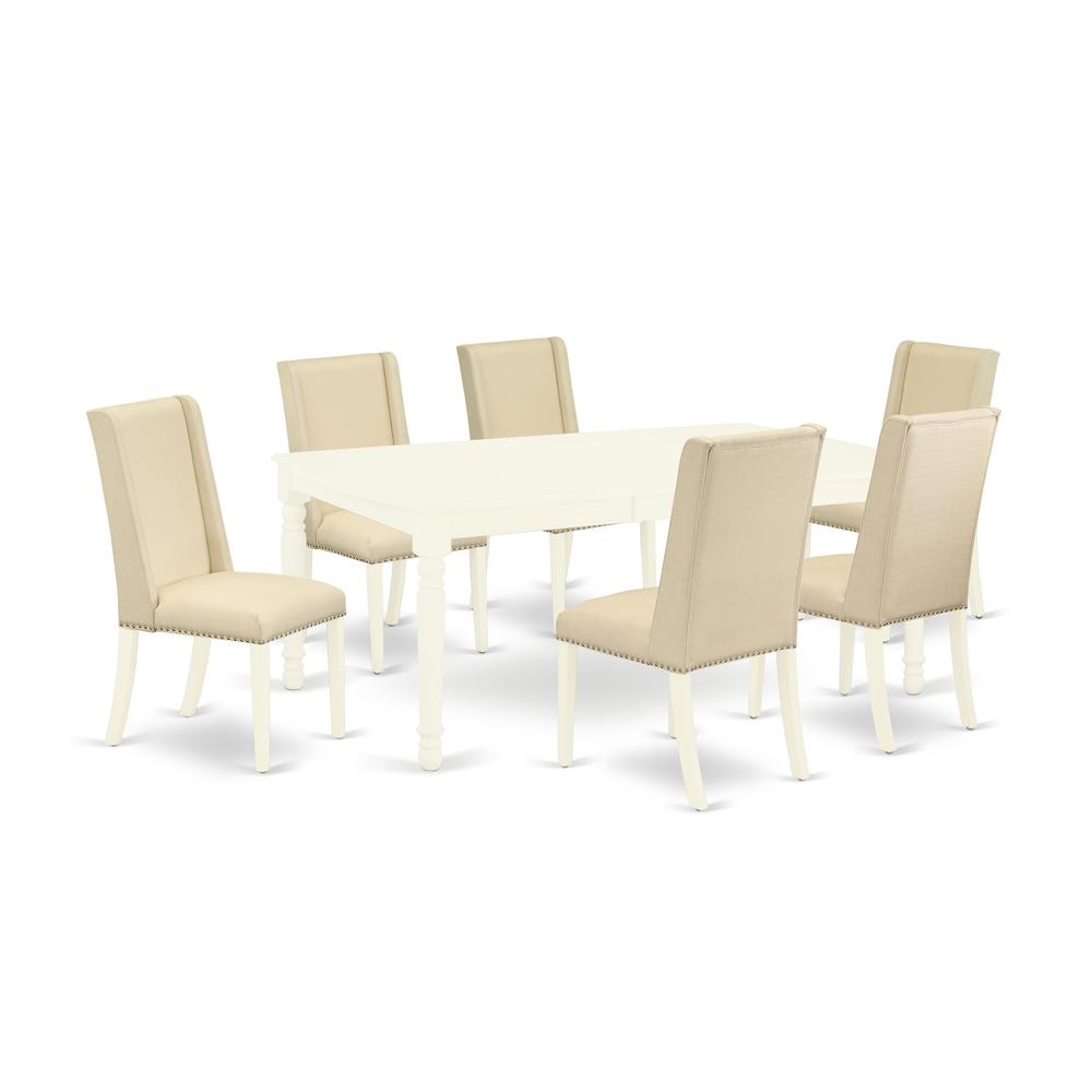 Dining Room Set Linen White, DOFL7-LWH-01. Picture 1