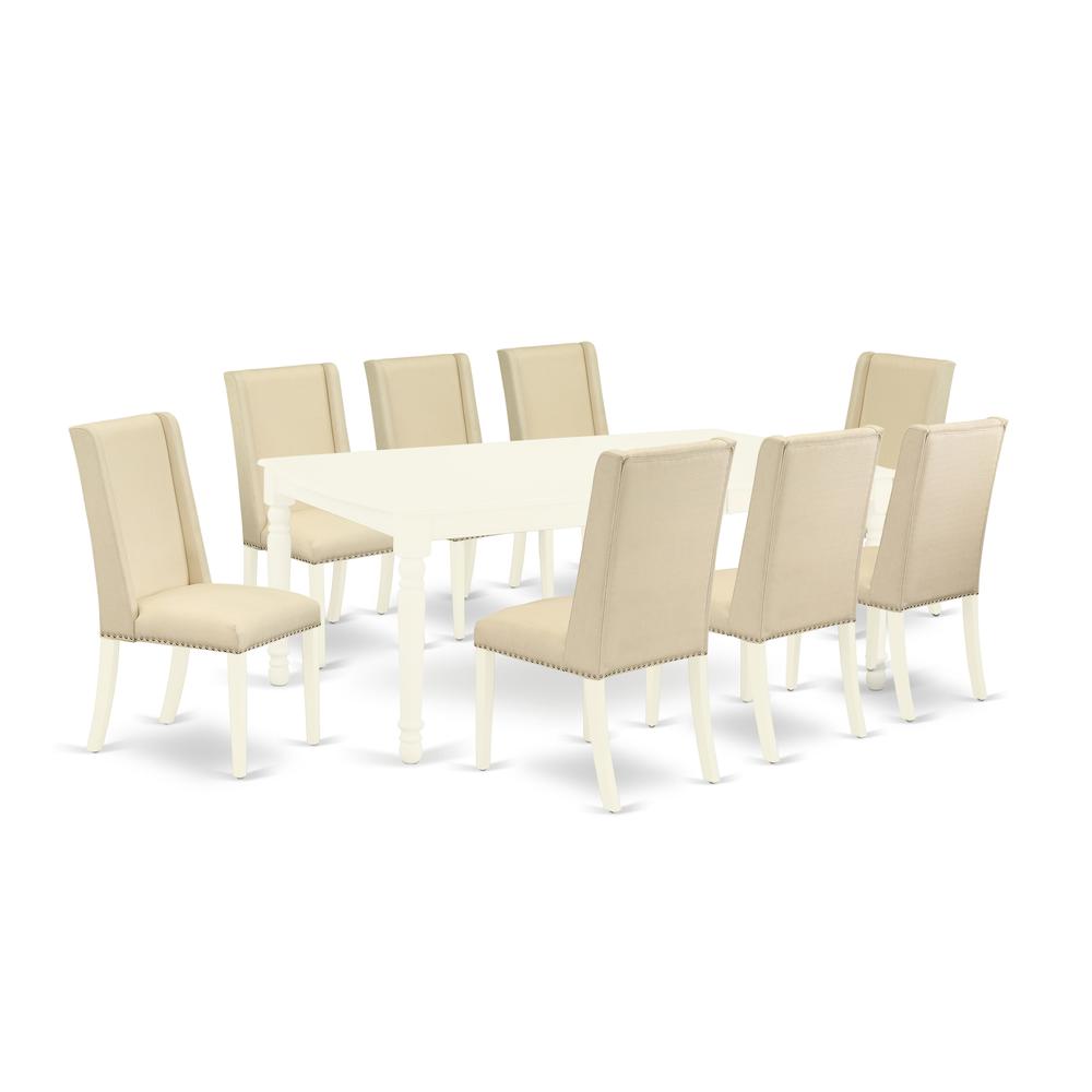 Dining Room Set Linen White, DOFL9-LWH-01. Picture 1