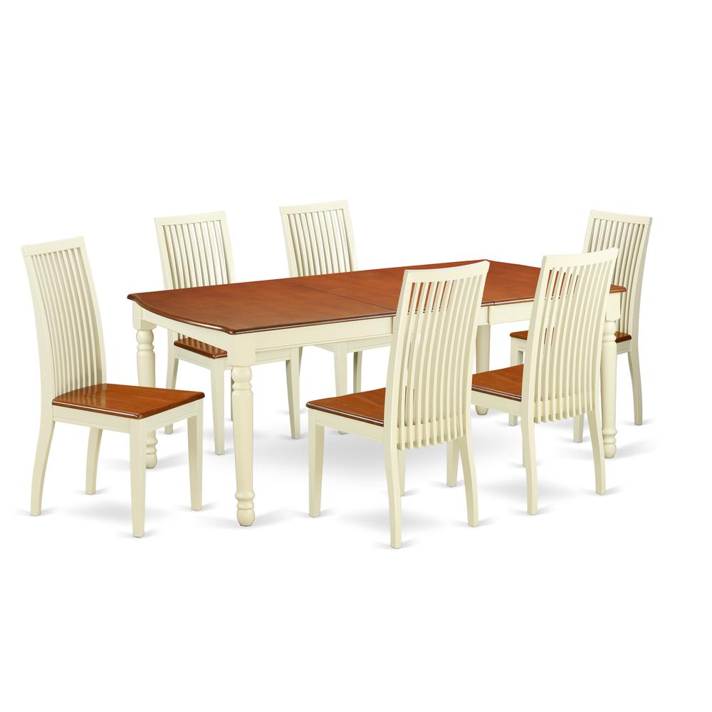 Dining Room Set Buttermilk & Cherry, DOIP7-BMK-W. Picture 1