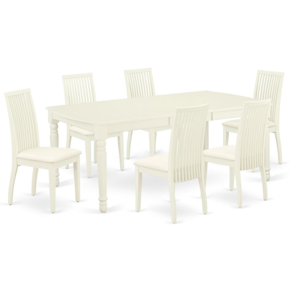 Dining Room Set Linen White, DOIP7-LWH-C. Picture 1