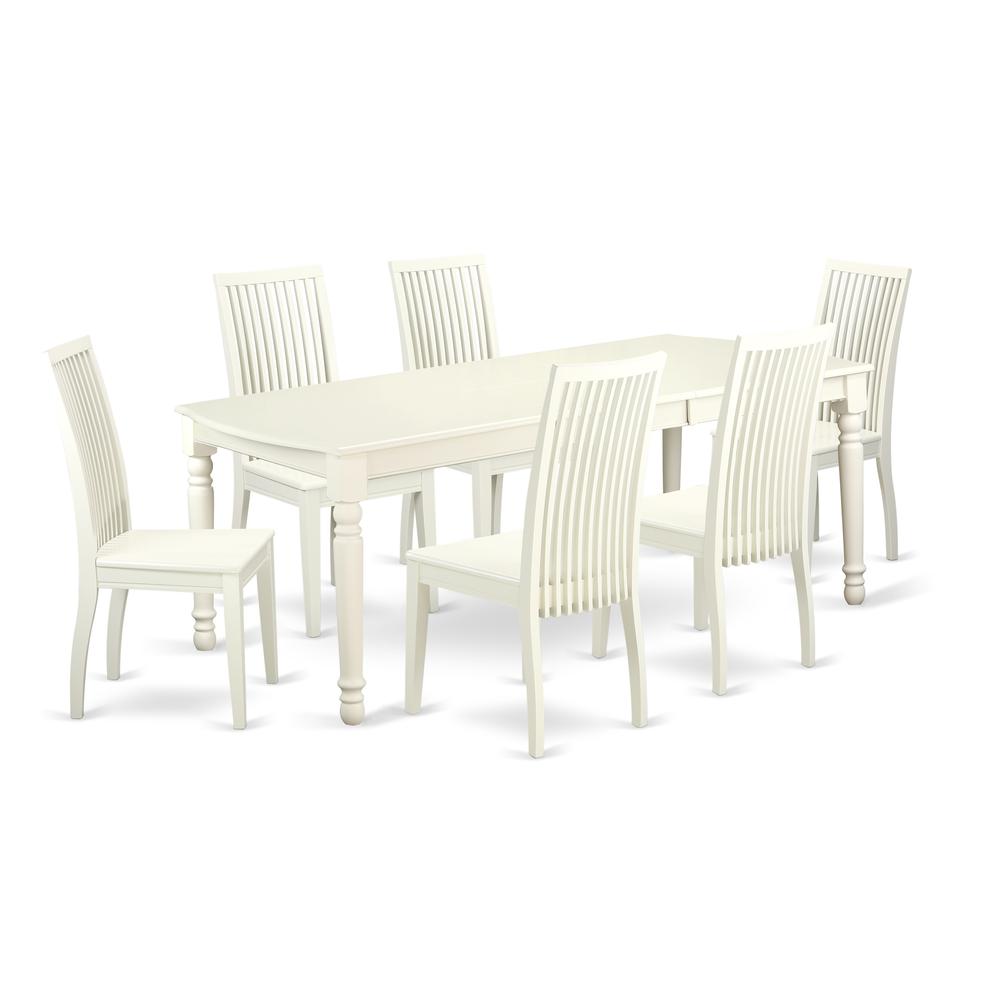 Dining Room Set Linen White, DOIP7-LWH-W. Picture 1