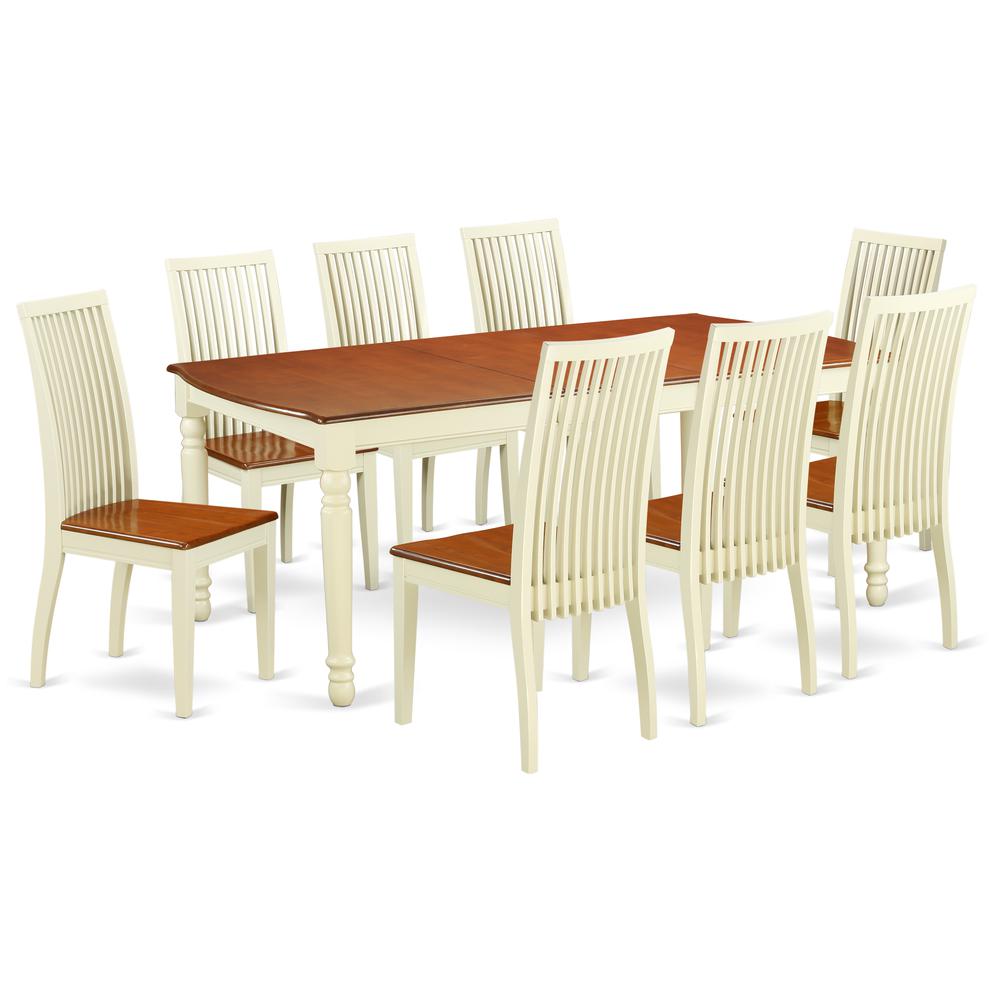 Dining Room Set Buttermilk & Cherry, DOIP9-BMK-W. Picture 1