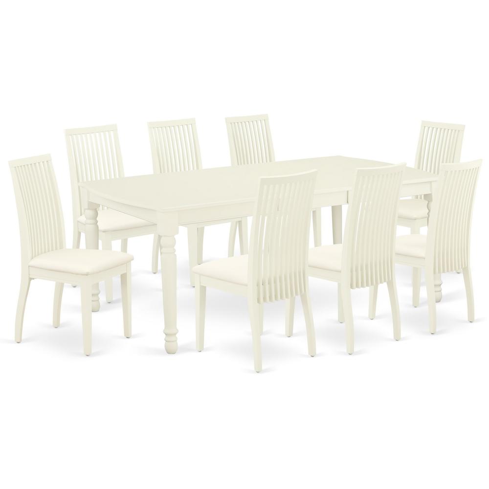 Dining Room Set Linen White, DOIP9-LWH-C. Picture 1