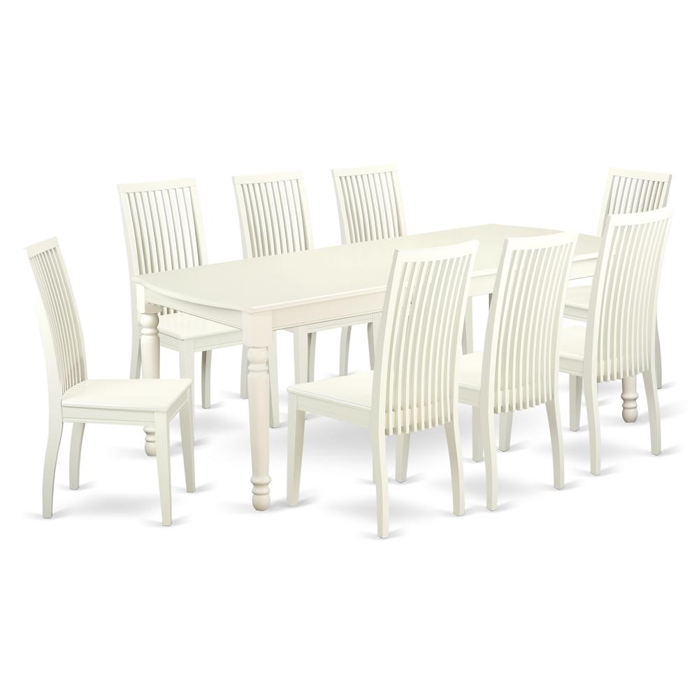 Dining Room Set Linen White, DOIP9-LWH-W. Picture 1