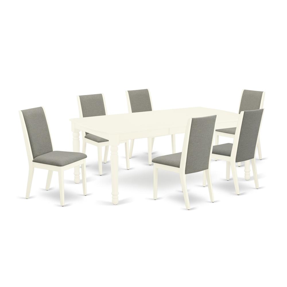 Dining Room Set Linen White, DOLA7-LWH-06. Picture 1