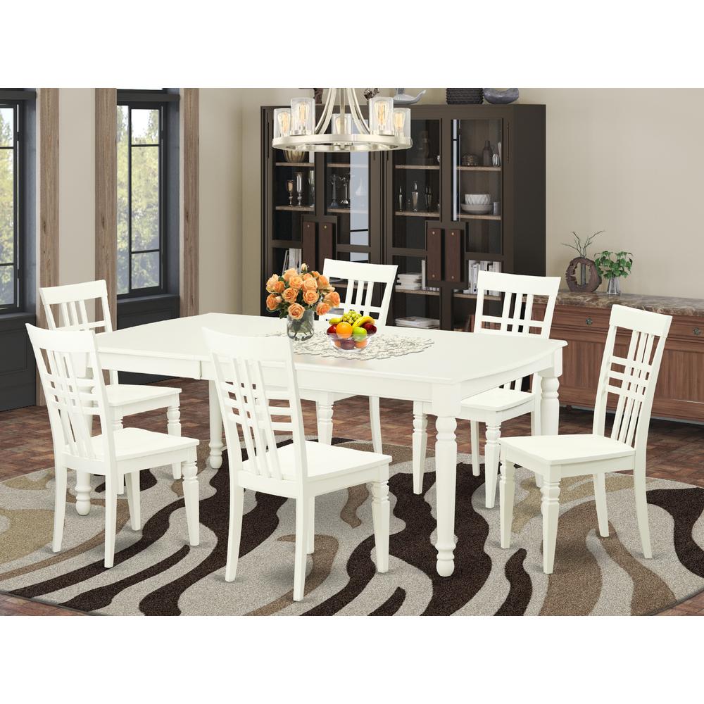 3  PcTable  and  chair  set  with  a  Dining  Table  and  6  Dining  Chairs  in  Linen  White. Picture 4