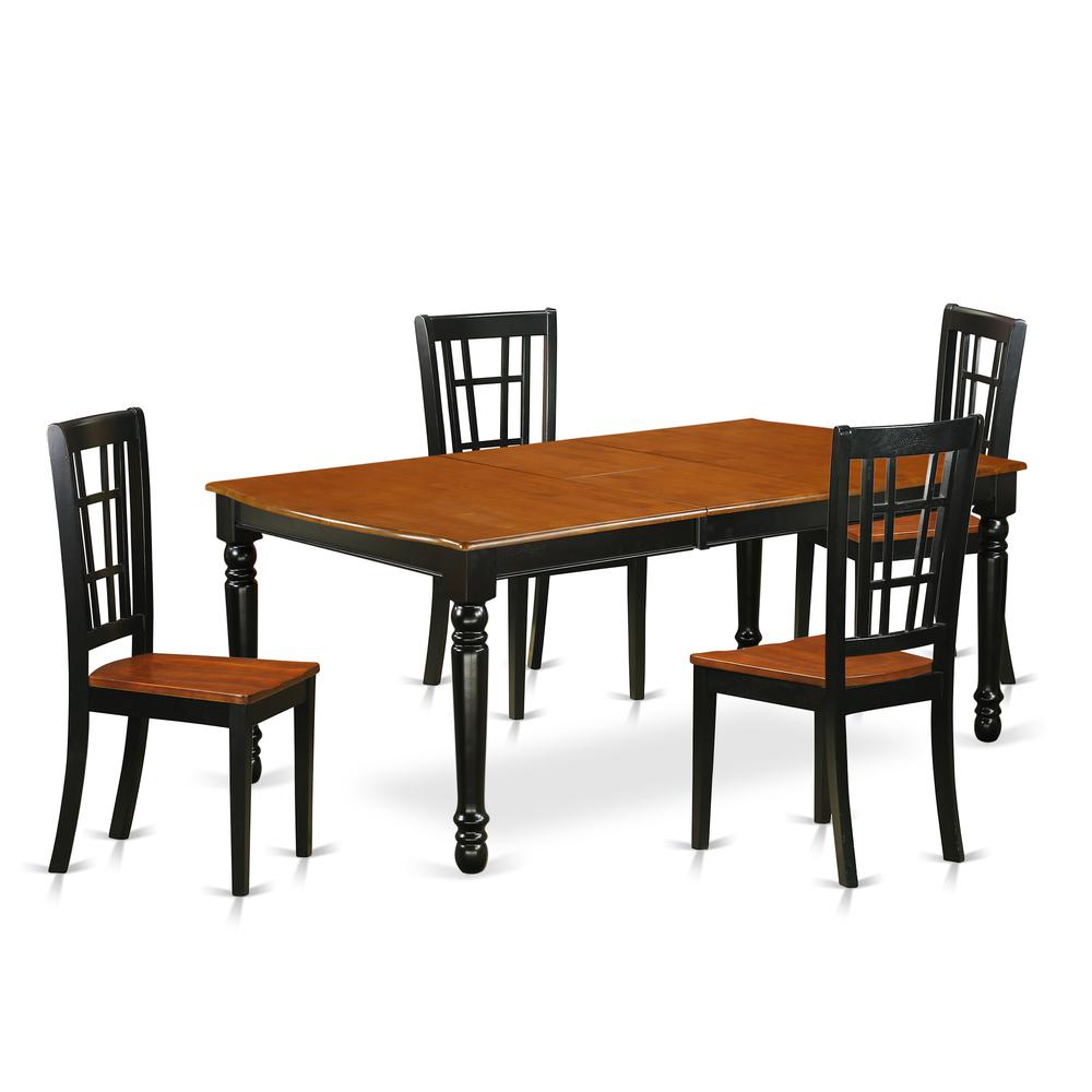 Dining Room Set Black & Cherry, DONI5-BCH-W. Picture 1