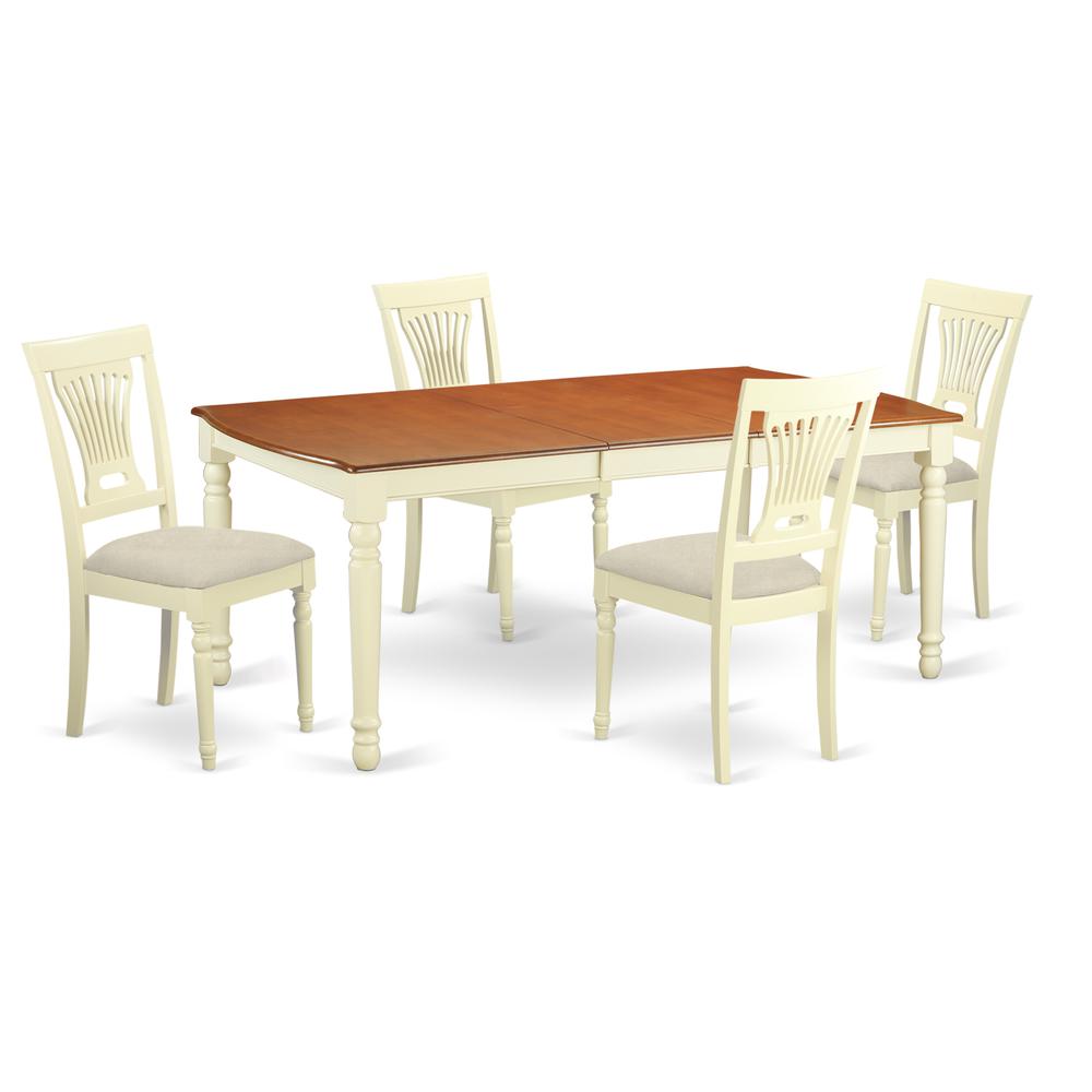 DOPL5-WHI-C 5 PC dinette Table set - Kitchen dinette Table and 4 Kitchen Chairs. Picture 1