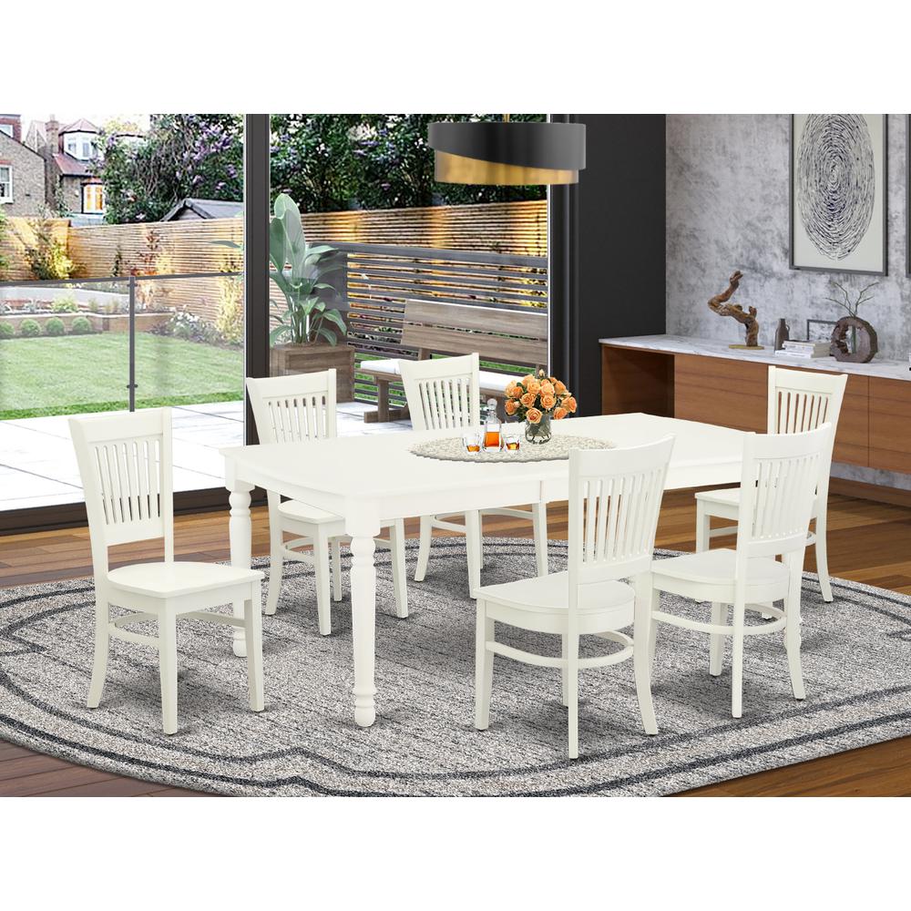 Dining Table- Dining Chairs, DOVA7-LWH-W. Picture 4